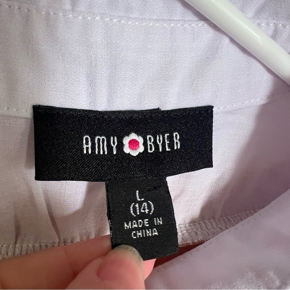 Amy Byer 2Fer Vest Blouse Mustard Yellow L 14 - Picture 9 of 11